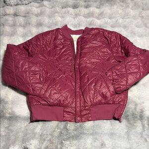 Aerie Quilted Bomber Jacket - Burgundy